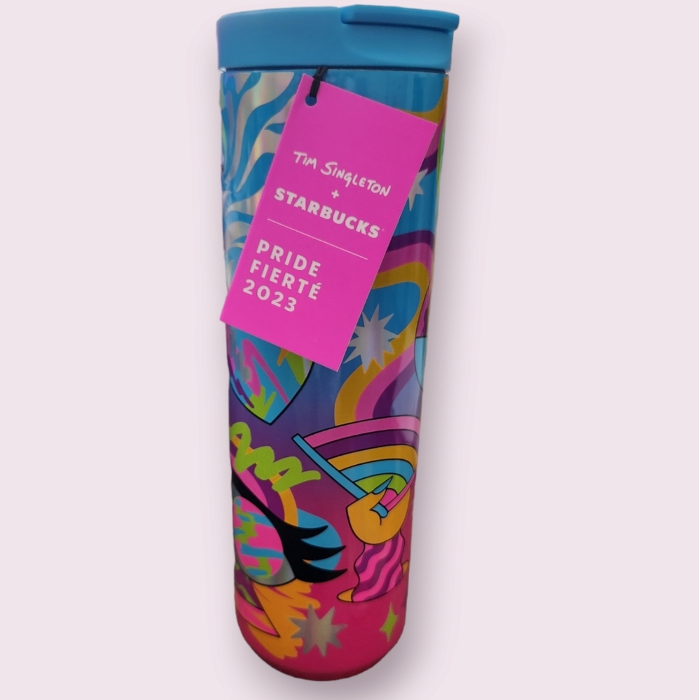 Starbucks Tim Singleton Pride Rainbow 16oz Grande Insulated Cup Tumbler Hot Cold